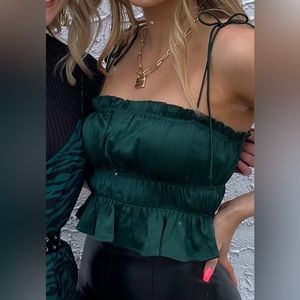 Green satin princess Polly top
